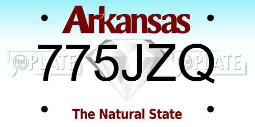 775JZQ Arkansas License Plate
