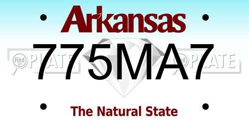775MA7 Arkansas License Plate