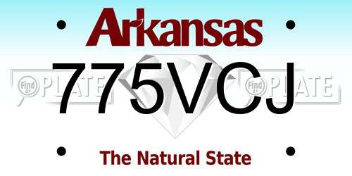 775VCJ Arkansas License Plate