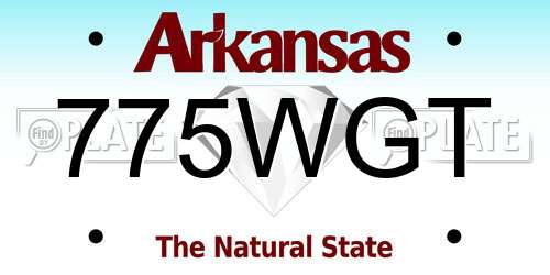 775WGT Arkansas License Plate