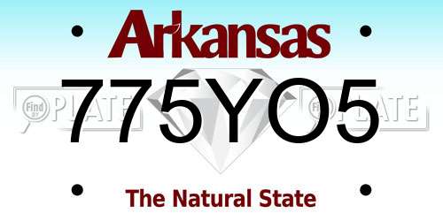 775YO5 Arkansas License Plate