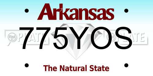 775YOS Arkansas License Plate