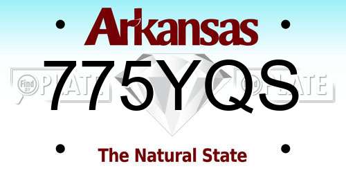 775YQS Arkansas License Plate