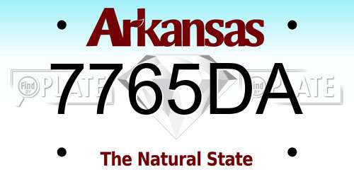 7765DA Arkansas License Plate