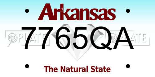 7765QA Arkansas License Plate