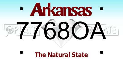 7768OA Arkansas License Plate