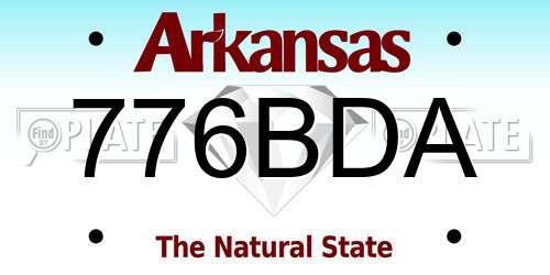 776BDA Arkansas License Plate