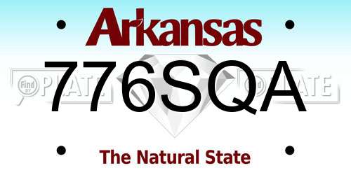 776SQA Arkansas License Plate