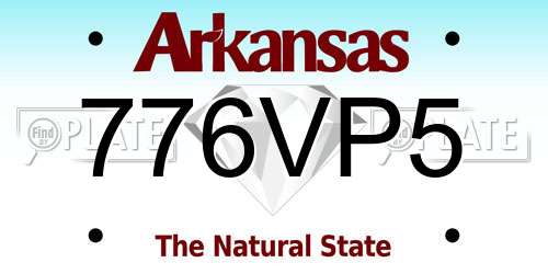 776VP5 Arkansas License Plate