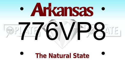 776VP8 Arkansas License Plate