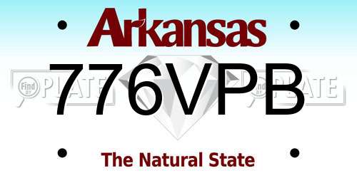 776VPB Arkansas License Plate