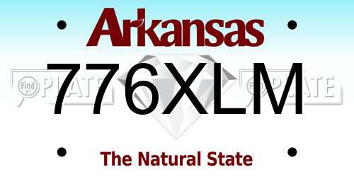776XLM Arkansas License Plate