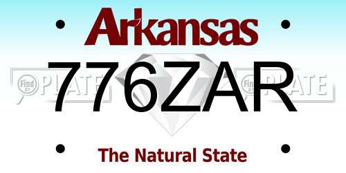 776ZAR Arkansas License Plate