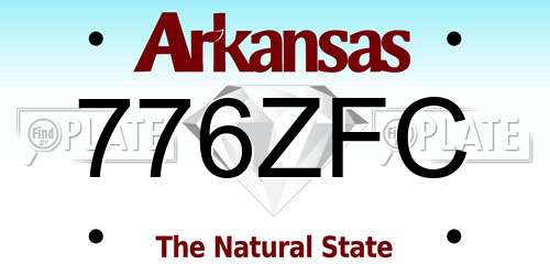 776ZFC Arkansas License Plate