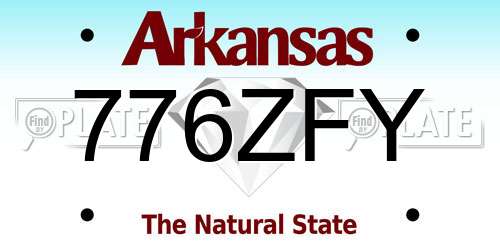 776ZFY Arkansas License Plate
