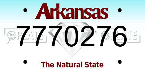 7770276 Arkansas License Plate
