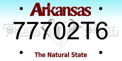 77702T6 Arkansas License Plate