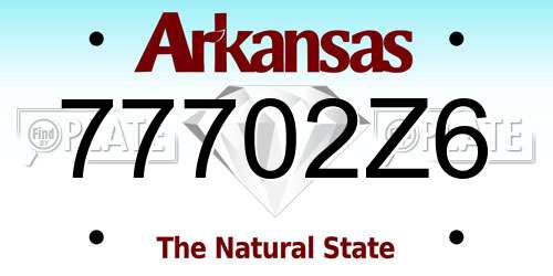 77702Z6 Arkansas License Plate