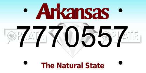 7770557 Arkansas License Plate
