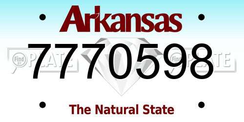 7770598 Arkansas License Plate