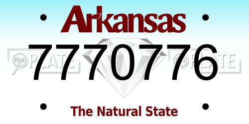 7770776 Arkansas License Plate