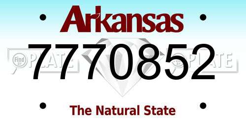 7770852 Arkansas License Plate
