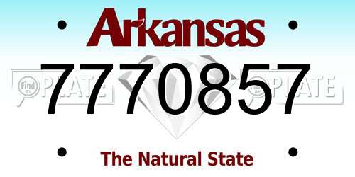 7770857 Arkansas License Plate