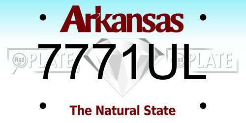7771UL Arkansas License Plate