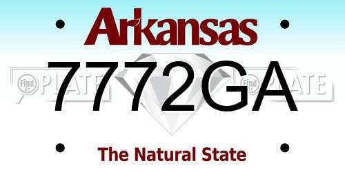 7772GA Arkansas License Plate