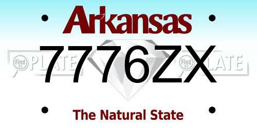 7776ZX Arkansas License Plate