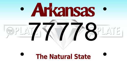 77778 Arkansas License Plate