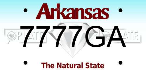 7777GA Arkansas License Plate