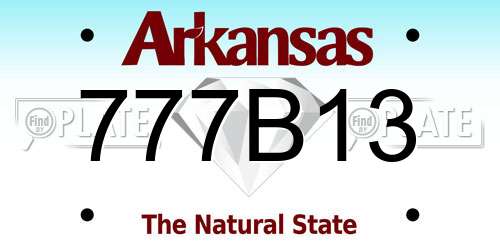 777B13 Arkansas License Plate