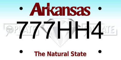777HH4 Arkansas License Plate