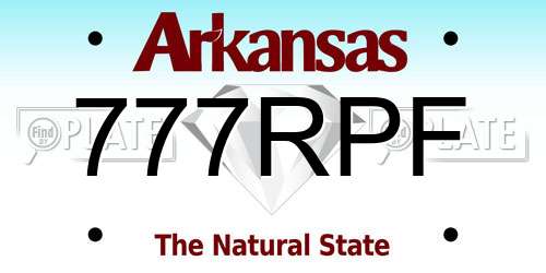 777RPF Arkansas License Plate