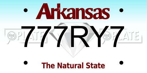 777RY7 Arkansas License Plate