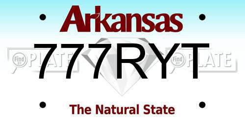 777RYT Arkansas License Plate