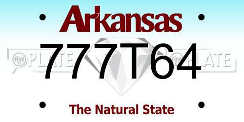 777T64 Arkansas License Plate