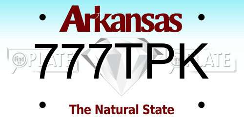 777TPK Arkansas License Plate