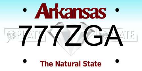 777ZGA Arkansas License Plate