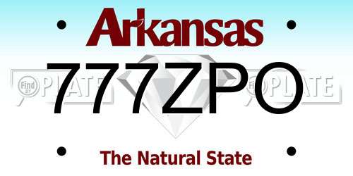 777ZPO Arkansas License Plate