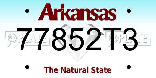 77852T3 Arkansas License Plate