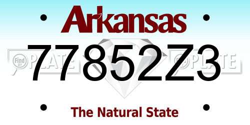 77852Z3 Arkansas License Plate
