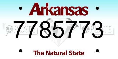 7785773 Arkansas License Plate