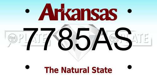 7785AS Arkansas License Plate