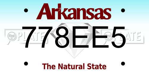 778EE5 Arkansas License Plate
