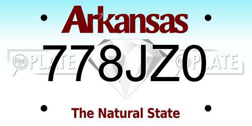 778JZ0 Arkansas License Plate