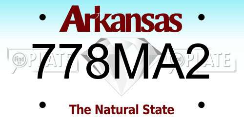 778MA2 Arkansas License Plate
