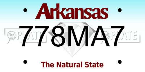 778MA7 Arkansas License Plate