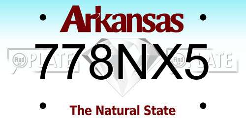 778NX5 Arkansas License Plate